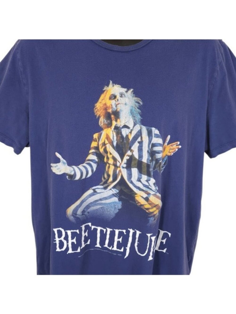 Beetlejuice T Shirt Mens XL Blue Tim Burton Its Showtime Michael Keaton Movie